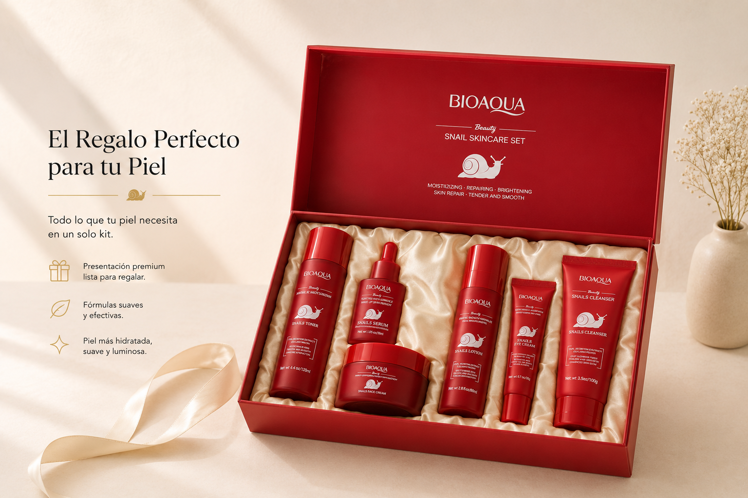 Kit Coreano Bioaqua Mucina de Caracol 6 Pasos