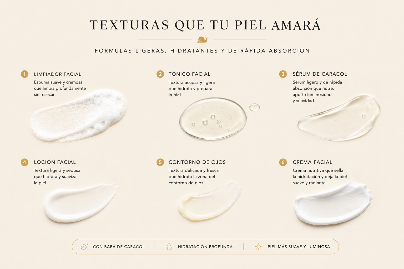 Kit Coreano Bioaqua Mucina de Caracol 6 Pasos